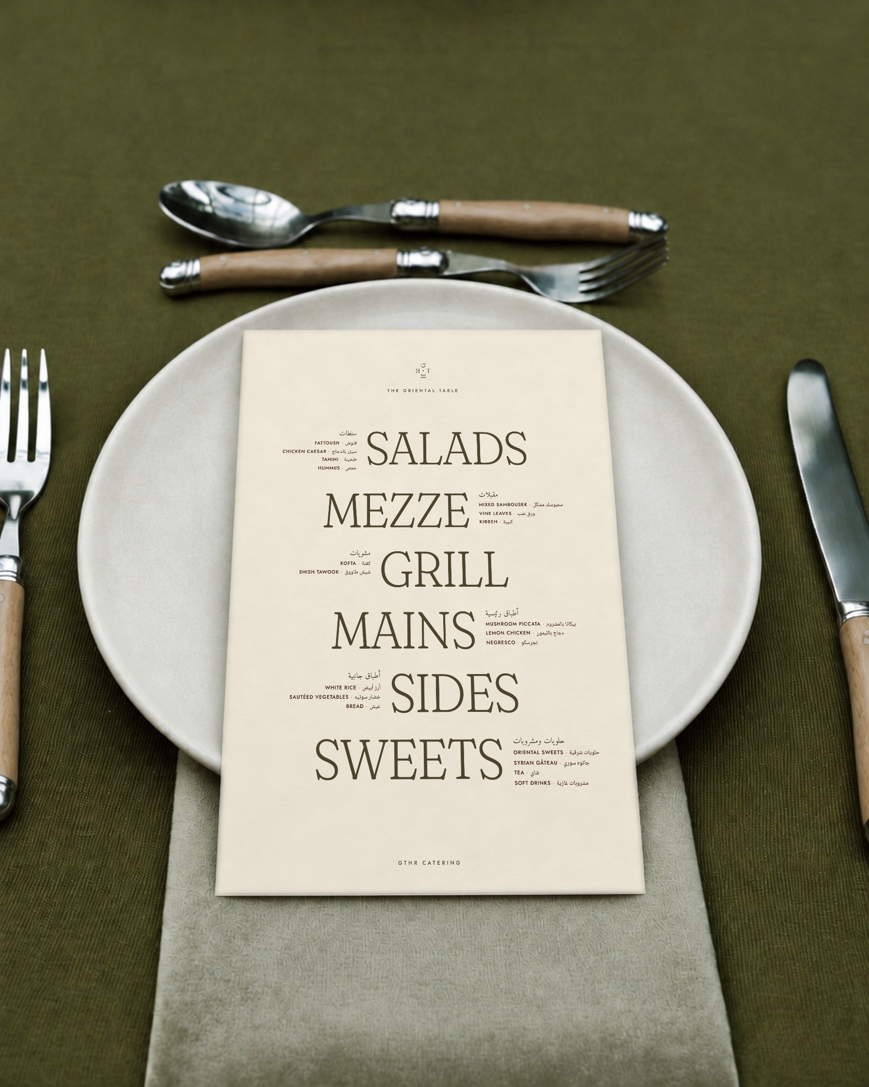 Plate card menu on the plate