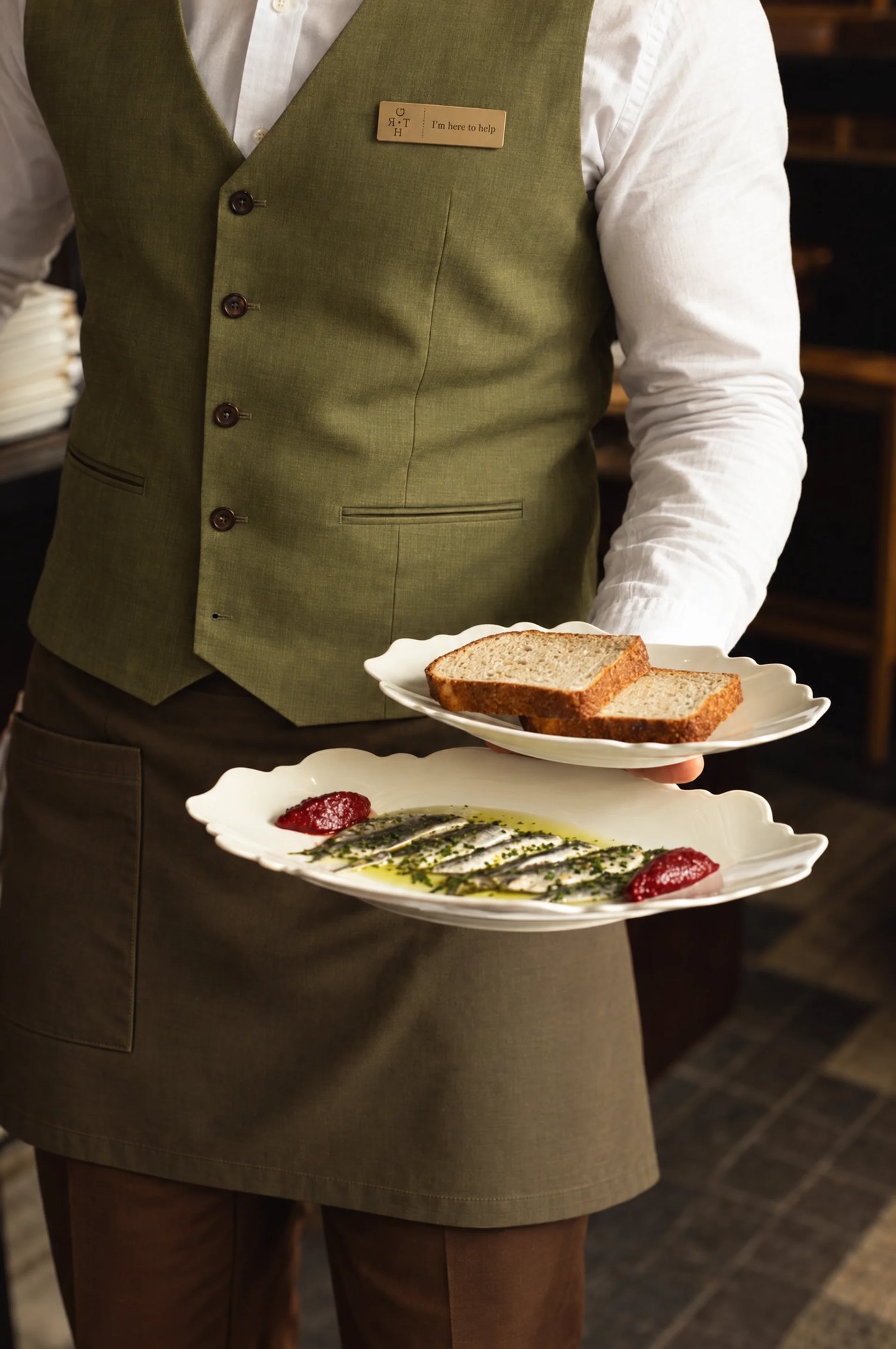 Waistcoat and apron in service