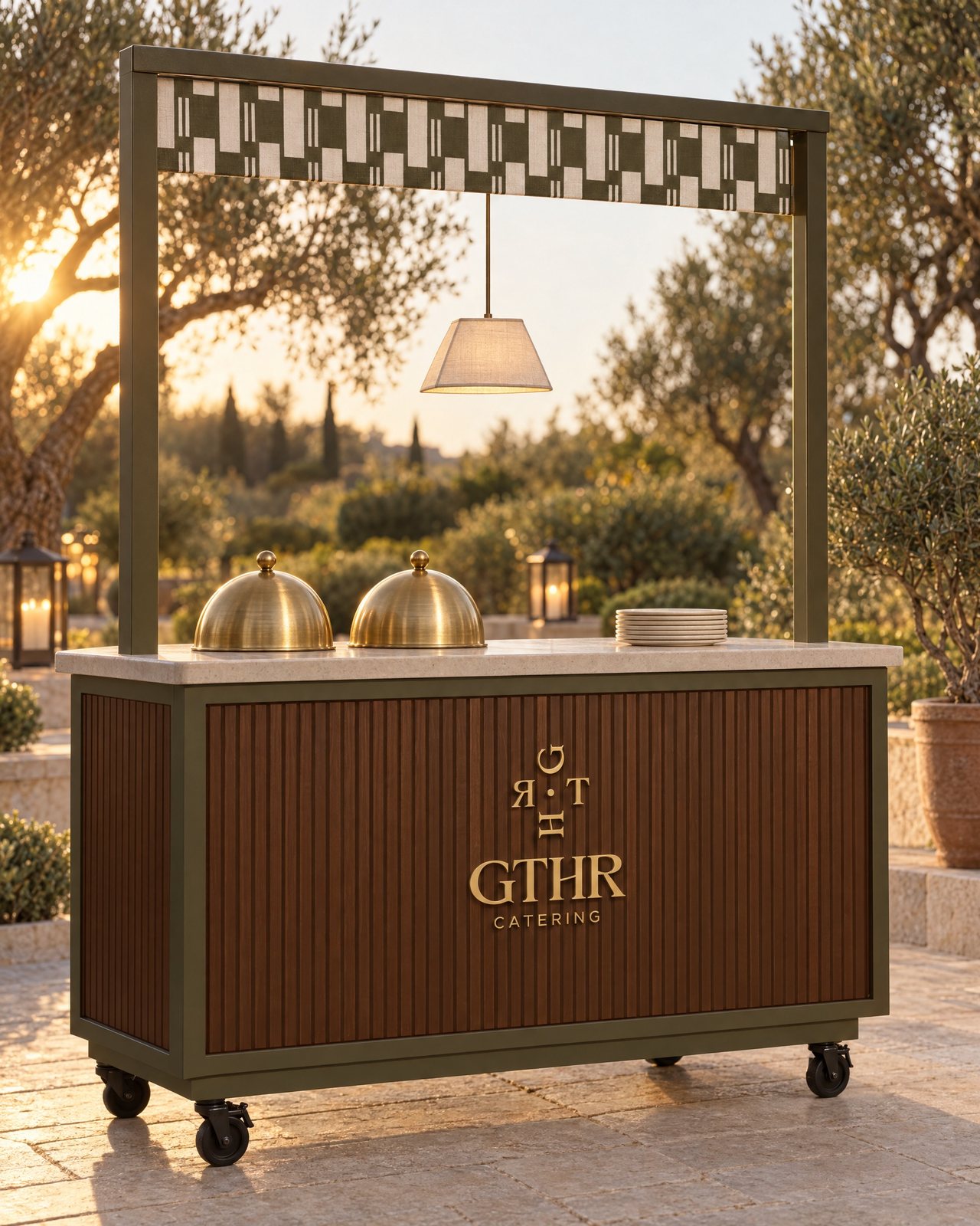 The live-station cart set up as a live kitchen